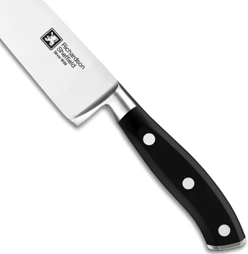 Vista 4 de Richardson Sheffield FN178 Vulcano Cuchillo de chef profesional, 6.5 pies, acero inoxidable, aprobado por NSF, plata, negro
