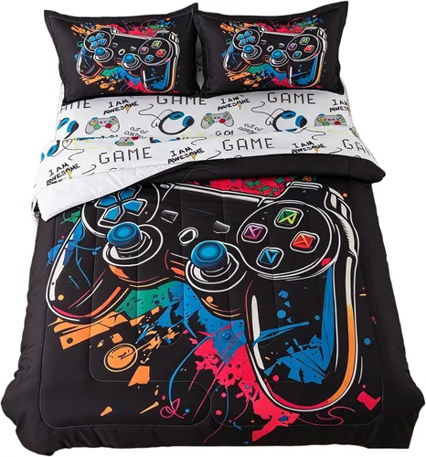 Vista 12 de Juego de edredón de 6 piezas con diseño de baloncesto, ropa de cama negra tamaño individual para niños, adolescentes y adultos, con pelotas