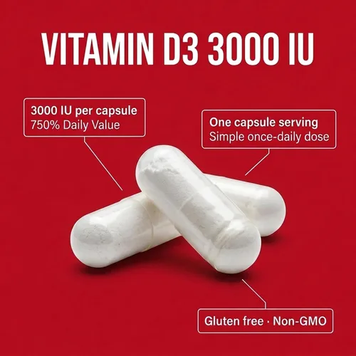 Vista 4 de Olympian Labs Vitamina D3 3000 Iu 100 cápsulas que apoyan huesos fuertes
