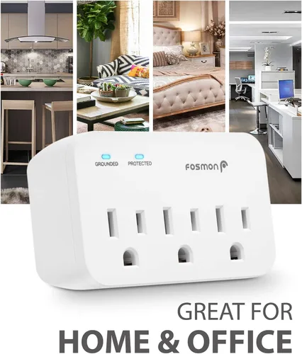 Vista 7 de Fosmon Protector contra sobretensiones para refrigerador, Protector contra sobretensiones para electrodomésticos de servicio pesado de 3 tomas
