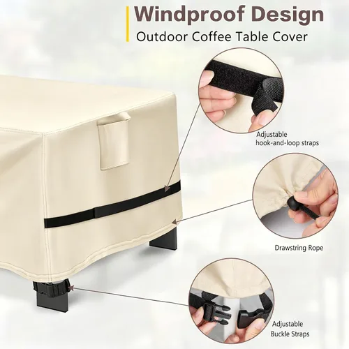 Vista 6 de Cubierta rectangular para mesa de café al aire libre, 40 pulgadas Beige