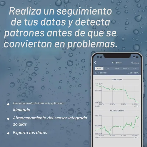 Vista 6 de Termómetro/higrómetro inalámbrico SensorPush para iPhone/Android, sensor inteligente de temperatura y humedad con alertas El sensor Bluetooth mide