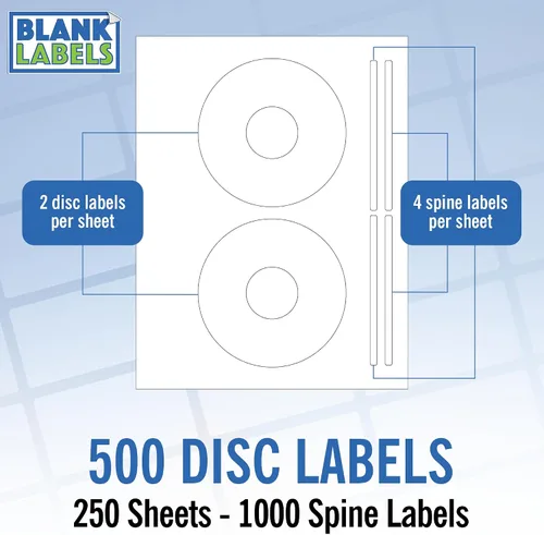 Vista 21 de Etiqueta imprimible para CD/DVD Compatible con discos estándar Cantidad de 20 discos, 40 lomo 10 hojas en total Blanco mate permanente
