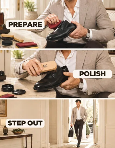 Vista 8 de Stone and Clark Compact Travel Size Leather Shoe Shine Kit for Men & Women