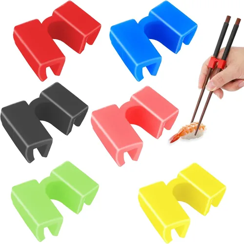 Vista 8 de 6 pares de palillos reutilizables, palillos de entrenamiento para adultos, conector de bisagras, palillos de práctica antideslizantes y portátiles