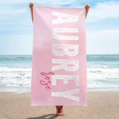 Vista 15 de Toalla de playa personalizada con nombre para playa, piscina, diversión de verano, regalos para niños, adultos y parejas (azul)