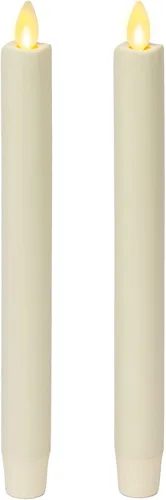 Vista 7 de Luminara Velas cónicas de color marfil parpadeantes sin llama, llama de luz LED cálida, 2 pilas AA, decoración para centros de mesa de comedor