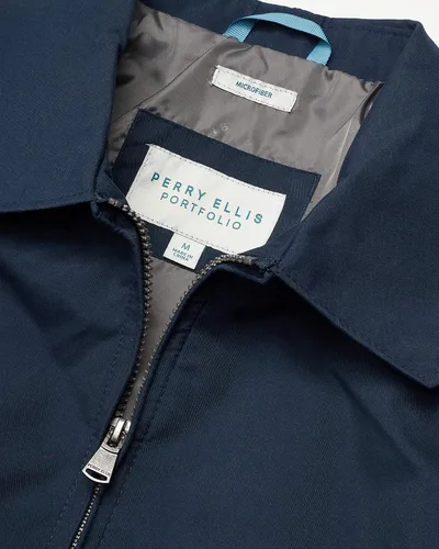Vista 3 de Perry Ellis Chaqueta para hombre, casual, ligera, resistente al agua, de microfibra, rompevientos (S-XL)
