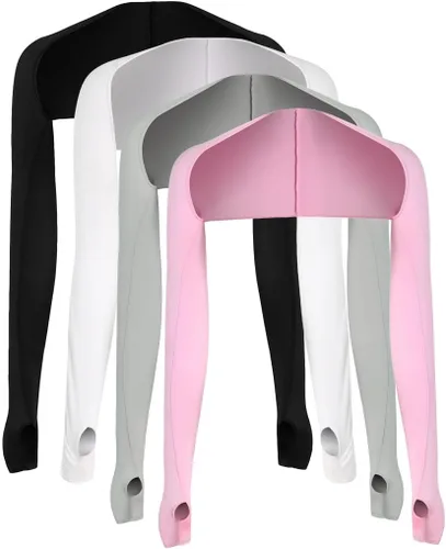 Vista 11 de 4 piezas de protección UV, chal de sol, manga de enfriamiento para brazo con orificio para el pulgar para mujeres y hombres, ciclismo, conducción