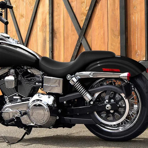 Vista 2 de TCT-MOTORPARTS Asiento de conductor y pasajero negro para Harley Dyna Wide Glide Fat Bob FXDF 2006-2017