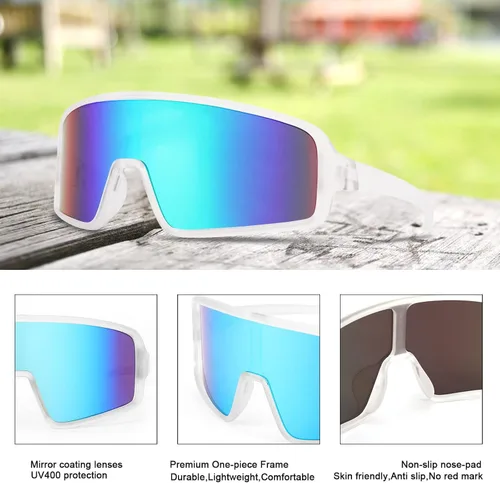 Vista 5 de Karsaer Vision - Lentes de sol grandes con visera de neón envolvente estilo de los años 80 y 90