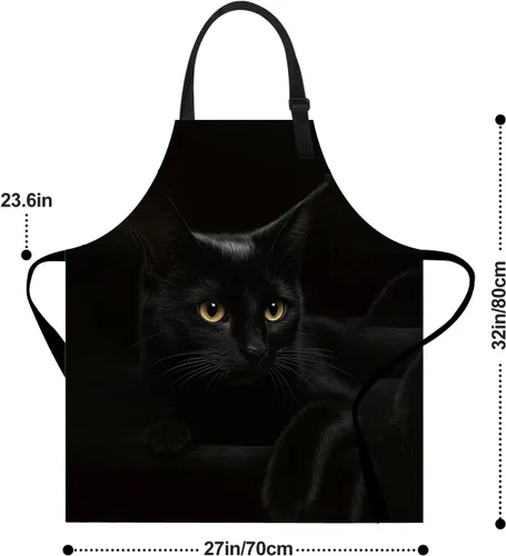 Vista 3 de Delantal divertido con bolsillo para mujeres y hombres, delantal de cocina ajustable para barbacoa y horneado con lindos animales y flores
