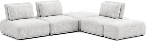 Vista 39 de Furniture of America Tatiana Modern Boucle - Sofá modular de 2 plazas con respaldo ajustable para sala de estar, oficina, combinación libre Boucle