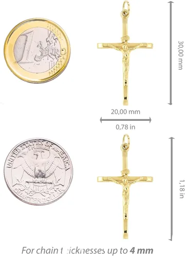 Vista 4 de Lucchetta - Colgante de oro de 14 quilates con cruz cristiana católica y cristiana de Italia, regalos religiosos para pulseras y collares, Metal, No
