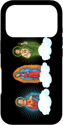 Vista 30 de Funda para iPhone 17 con diseño de Jesús, Virgen María y San Judas Tadeo in Clouds