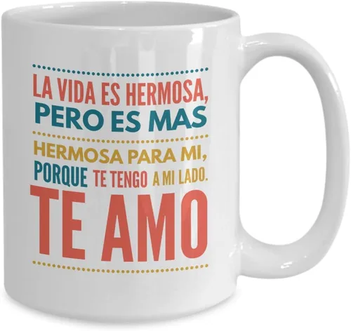 Vista 2 de Taza de Café Te Amo Vaso, taza de café divertidas, tazas personalizadas, taza de café inspiradoras, taza con mensajes positivos.