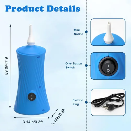 Vista 2 de AXHJ Balloon Pump Electric Air Pumps for Long Balloons, Electric Air Balloon Pump, Balloon Inflator for Foil Twisty Animal Balloons in Birthday