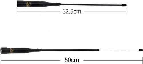 Vista 2 de HYS Tri-Band VHF UHF 137-174/180-260/400-480MHz 100W 20inch 2.15dBi/5.2dBi PL-259 UHF Antena telescópica suave macho para Yaesu Kenwood Motorola