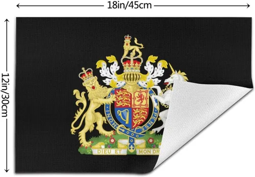 Vista 3 de UK England Royal Shield of Arms United Kingdom Durable Waterproof - Paquete de 4 manteles individuales tejidos de PVC, diseño elegante, fácil
