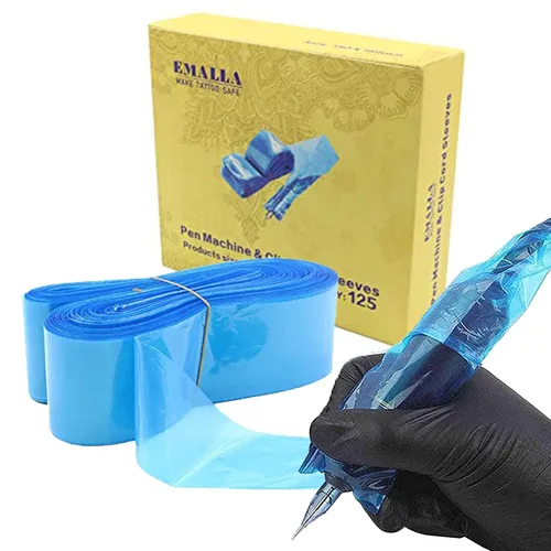Vista 2 de 125 bolsas para bolígrafos - Fundas de cordón para tatuaje, fundas de cordón de clip negro