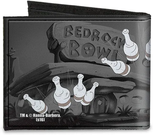 Vista 2 de Buckle-Down Mens Buckle-Down Canvas Bifold - Billetera de los Picapiedra, Picapiedra, 4.0 x 3.5 US