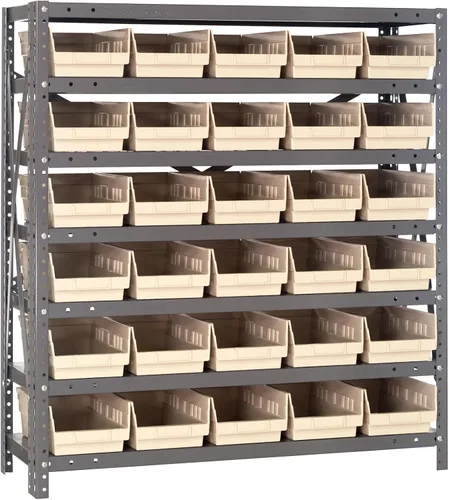 Vista 18 de Quantum QSBU-245BK Heavy Duty Shelving Unit with (7) Shelves and (24) QUS245 Black Bins for Garage Warehouse Storage Distribution 400 lb Load