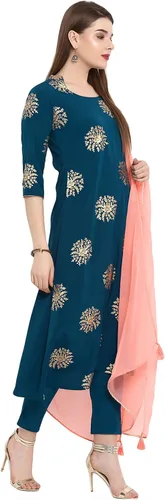 Vista 5 de Janasya Conjunto de túnica india para mujer con Dupatta