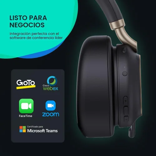 Vista 4 de Yealink BH76 Plus Auriculares Bluetooth, Auriculares Inalámbricos con Micrófono para PC, Cancelación Activa de Ruido, Brazo de Micrófono Oculto