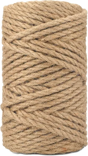 Vista 10 de joycraft Cuerda de yute de 0.315 pulgadas, cuerda de yute fuerte y resistente, cuerda de cáñamo decorativa marrón para obras de arte, jardinería