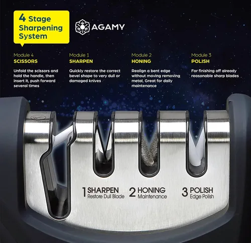 Vista 7 de 6 en 1 mejor afilador de cuchillos Afilador de cocina de 4 etapas premium para cuchillos, tijeras Diamante duro, carburo, ranuras de cerámica