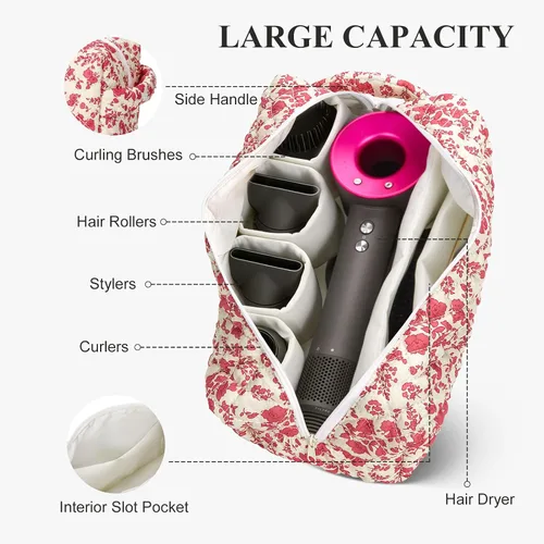 Vista 3 de HiTotes Bolsa de viaje para herramientas para el cabello, compatible con Dyson Airwrap, bonita funda de viaje acolchada para Shark Flexstyle