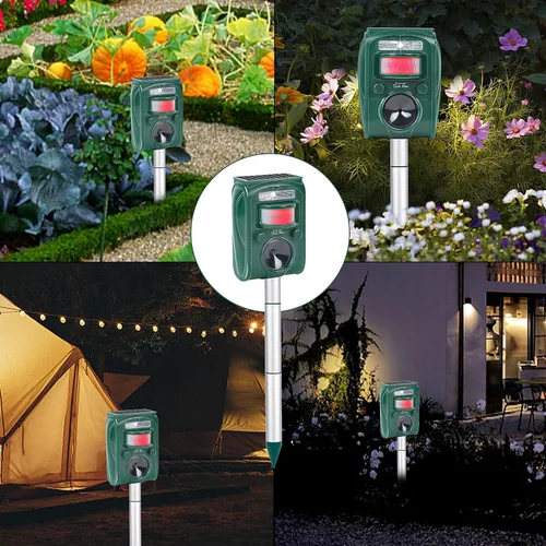 Vista 6 de Lulu Home Repelente ultrasónico de animales, repelente de roedores al aire libre resistente a la intemperie con energía solar activado por