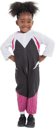 Vista 2 de Marvel Spider-Man Spider-Gwen Ghost Spider Zip Up Cosplay Enterizo para recién nacido a niño pequeño