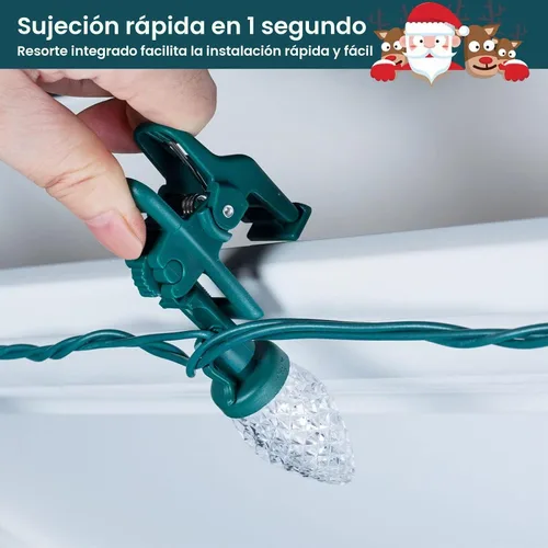 Vista 4 de 49FT 50 LED C9 luces de Navidad impermeables al aire libre, blanco Blanco cálido