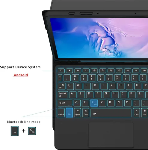 Vista 8 de Funda para Samsung Galaxy Tab S10 Lite/S9 de 11 pulgadas/S9 FE 10.9 pulgadas / S10 FE 10.9 pulgadas con teclado – 7 colores retroiluminados