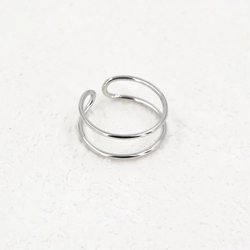Vista 4 de Lemon Grass - Anillo de banda simple de plata esterlina anillo abierto banda ancha ajustable línea de anillos