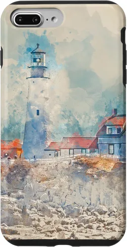 Vista 12 de iPhone 16 Artistic Lighthouse Painting Case