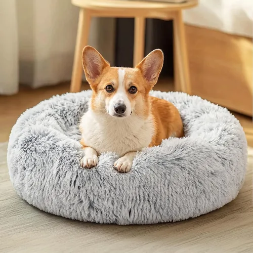 Vista 32 de JOLLYVOGUE - Cama para perros y gatos, cama relajante y antiestrés para mascotas y perros pequeños, cojín esponjoso en forma de dona para mascotas