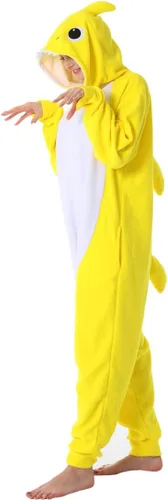 Vista 2 de dressfan - Pijama disfraz de caricatura tiburón gris, unisex, para adultos, niños, adolescentes, mujeres y hombres