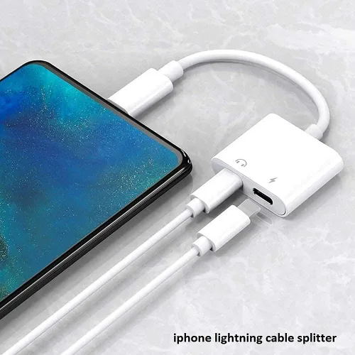 Vista 8 de [Certificado MFi de Apple] Paquete de 2 adaptadores Lightning a 2 Lightning para iPhone, Dual Lightning AUX + adaptador de carga, divisor de cable