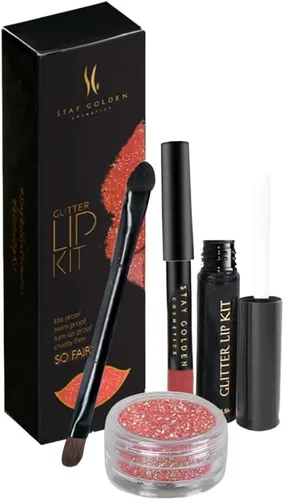 Vista 8 de SG STAY GOLDEN COSMETICS It's Cocoa Glitter Lip Kit sin delineador de labios, a prueba de manchas, larga duración, 2 onzas