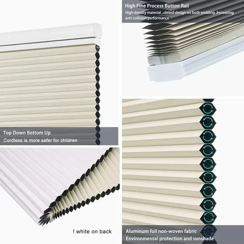 Vista 6 de Persianas celulares sin cordones con filtro de luz personalizado, persianas para oscurecer la habitación, 17 pulgadas de ancho x 36 pulgadas de Beige
