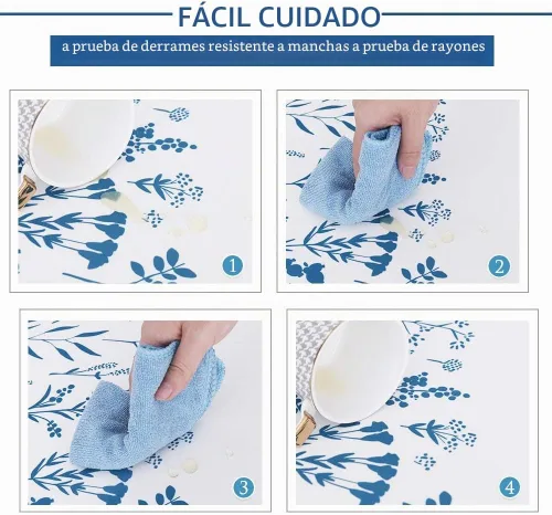 Vista 4 de RYB HOME - Mantel rectangular de Patchwork colorido - Mantel a prueba de derrames y resistente a los arañazos para mesa de 6 pies con flores