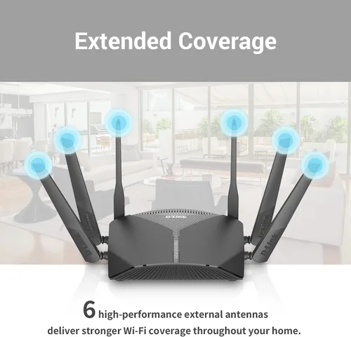 Vista 2 de D-Link Router WiFi AC3000 Mesh Smart Internet Network Control de voz, MU-MIMO Tri Band Gigabit Gaming Mesh (DIR-3040-US)