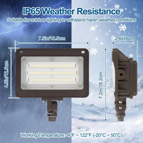Vista 6 de DAKASON Faro LED de 50 W para exterior, fotocélula del crepúsculo al amanecer, ajustable 180° con nudillo, 6500 lm, 5000 K, reemplaza 150–200 W