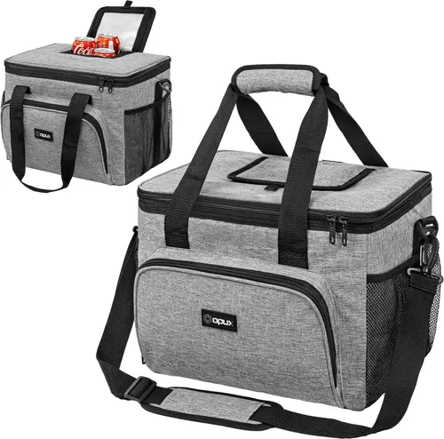Vista 23 de OPUX Bolsa de enfriador suave, bolsa de almuerzo plegable aislada para hombres, trabajo, camping, playa, viaje, portátil, de lado suave