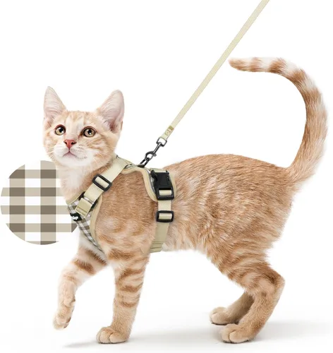 Vista 29 de rabbitgoo Cat Harness and Leash Set, Escape Proof Vest, Berry Pounce Soft Breathable Mesh, Easy Adjustable Fit, Snap Buckles, Sturdy Clip