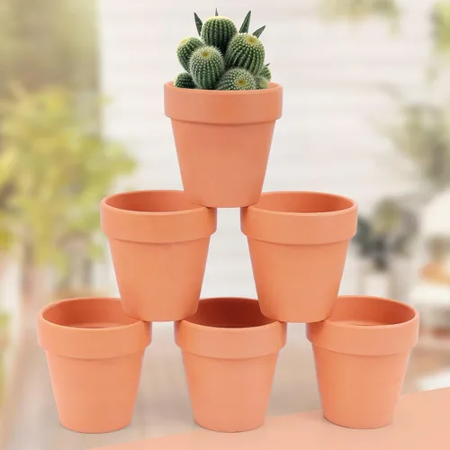 Vista 5 de Paquete de 26 macetas pequeñas de arcilla terracota de 3 pulgadas con orificio de drenaje, maceta de terracota para plantas de interior y exterior