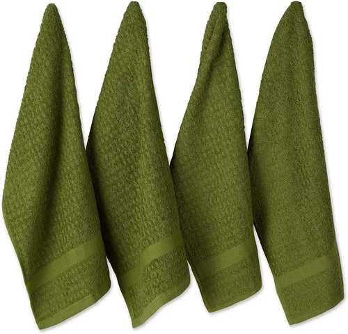 Vista 30 de DII Basic Terry Collection Juego de Paños de Cocina Waffle, 15x26, Verde Oscuro Sólido, 4 Piezas