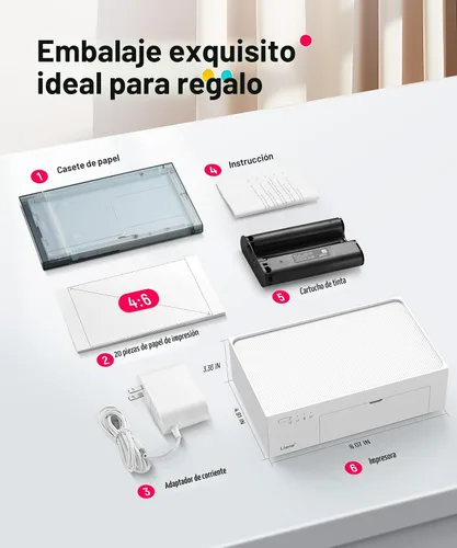 Vista 9 de Liene White M200 - Impresora fotográfica de 4 x 6 pulgadas, edición de batería, impresora de fotos inalámbrica para iPhone Android, impresión por